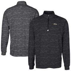 Baltimore Ravens Cutter & Buck Big & Tall Traverse Eco Camo Tri-Blend DryTec Quarter-Zip Jacket Black