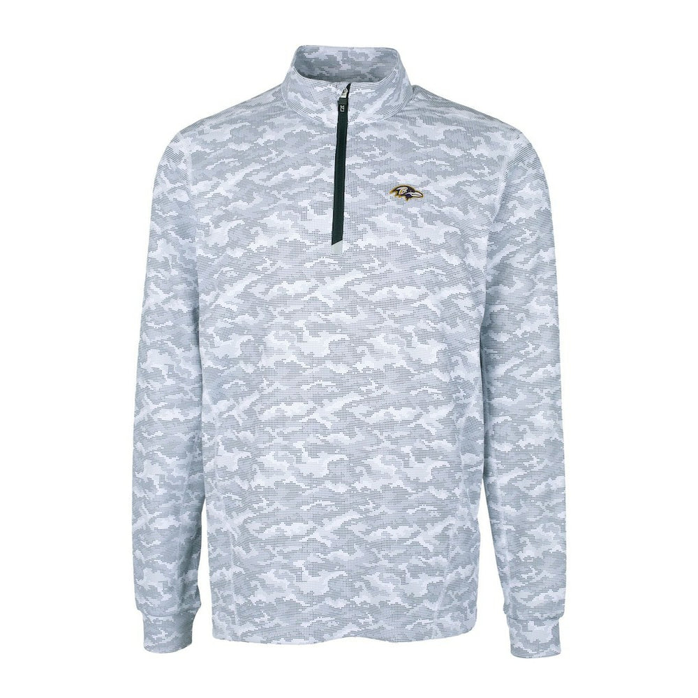Baltimore Ravens Cutter & Buck Big & Tall Traverse Eco Camo Tri-Blend DryTec Quarter-Zip Jacket Charcoal