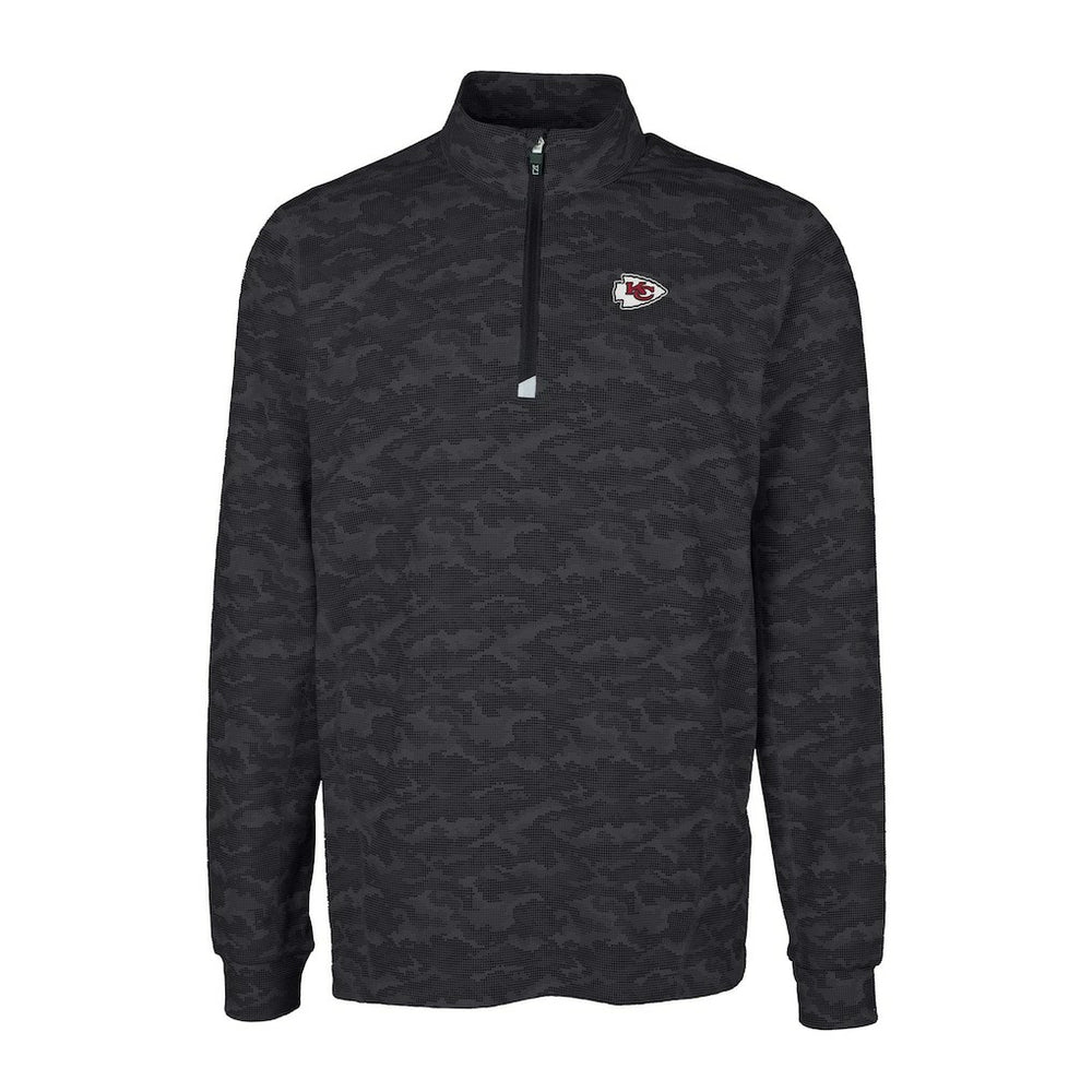 Kansas City Chiefs Cutter & Buck Big & Tall Traverse Eco Camo Tri-Blend DryTec Quarter-Zip Jacket Black