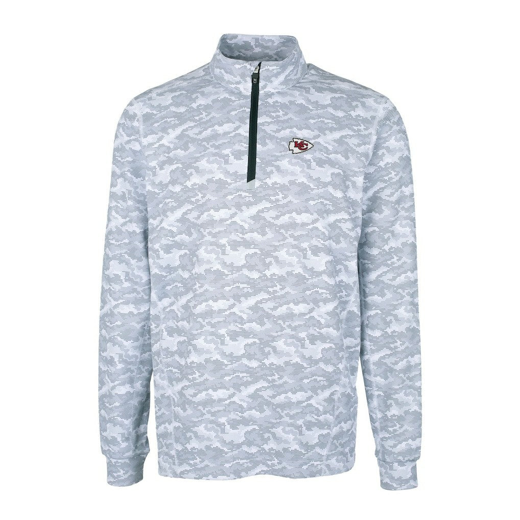 Kansas City Chiefs Cutter & Buck Big & Tall Traverse Eco Camo Tri-Blend DryTec Quarter-Zip Jacket Charcoal