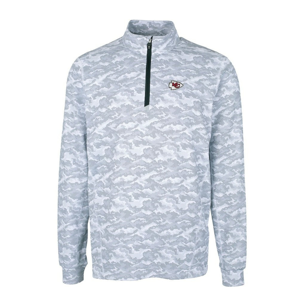 Kansas City Chiefs Cutter & Buck Big & Tall Traverse Eco Camo Tri-Blend DryTec Quarter-Zip Jacket Charcoal