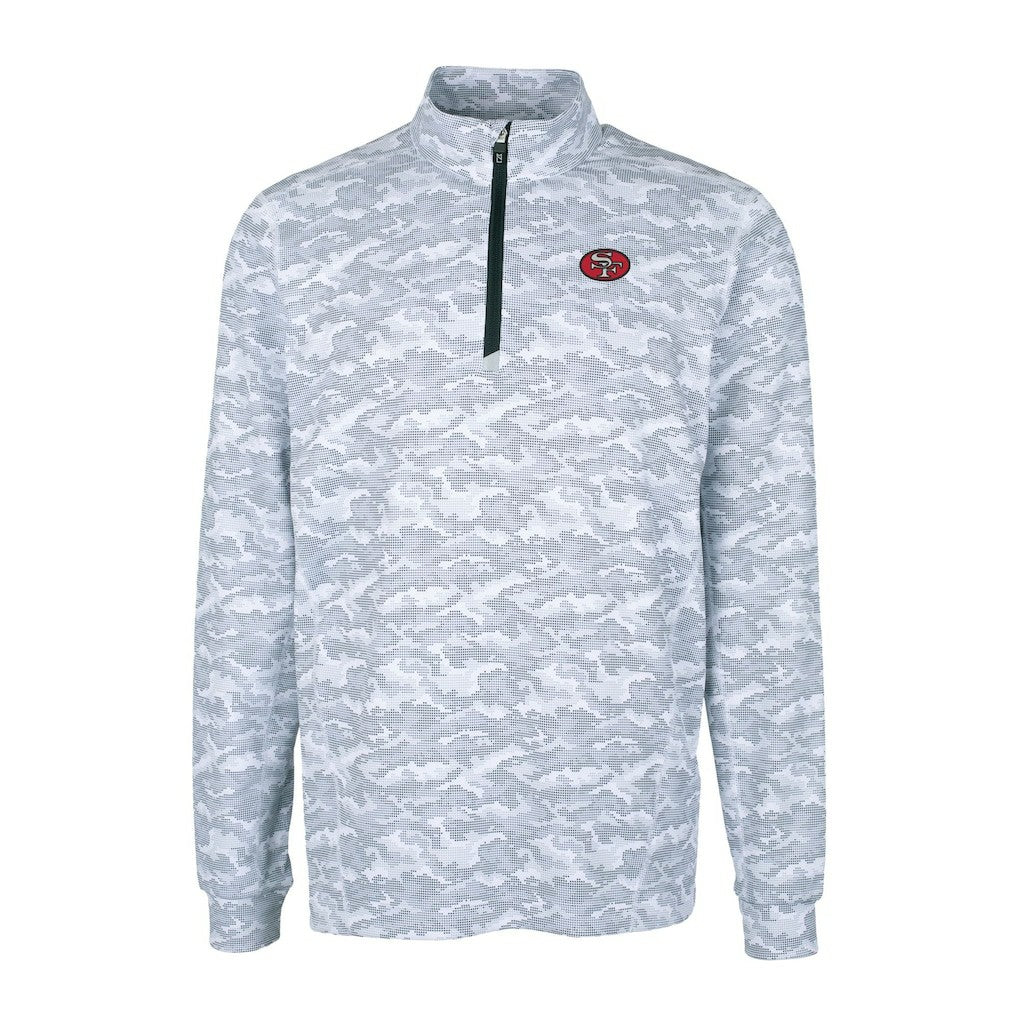 San Francisco 49ers Cutter & Buck Big & Tall Traverse Eco Camo Tri-Blend DryTec Quarter-Zip Jacket Charcoal