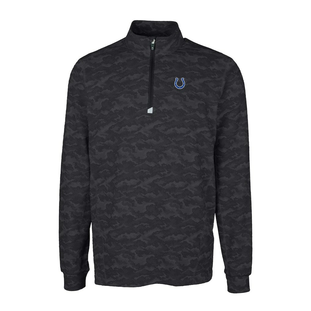 Indianapolis Colts Cutter & Buck Big & Tall Traverse Eco Camo Tri-Blend DryTec Quarter-Zip Jacket Black