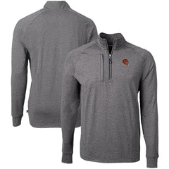 Cincinnati Bengals Cutter & Buck Big & Tall Adapt Eco Raglan Quarter-Zip Jacket Heather Black
