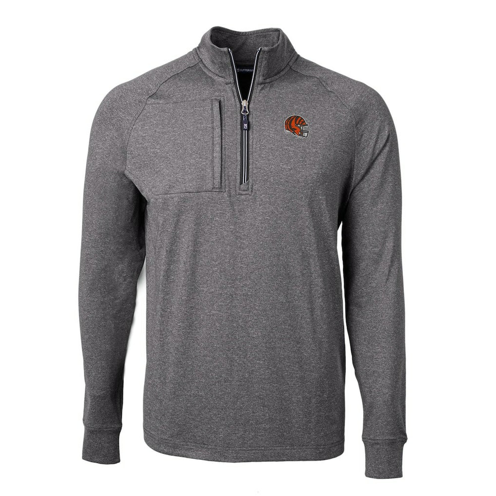 Cincinnati Bengals Cutter & Buck Big & Tall Adapt Eco Raglan Quarter-Zip Jacket Heather Black