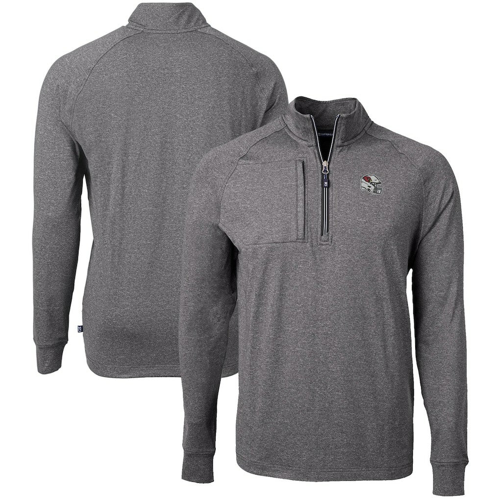 Arizona Cardinals Cutter & Buck Big & Tall Adapt Eco Raglan Quarter-Zip Jacket Heather Black