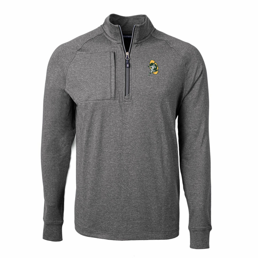 Green Bay Packers Cutter & Buck Big & Tall Adapt Eco Raglan Quarter-Zip Jacket Heather Black