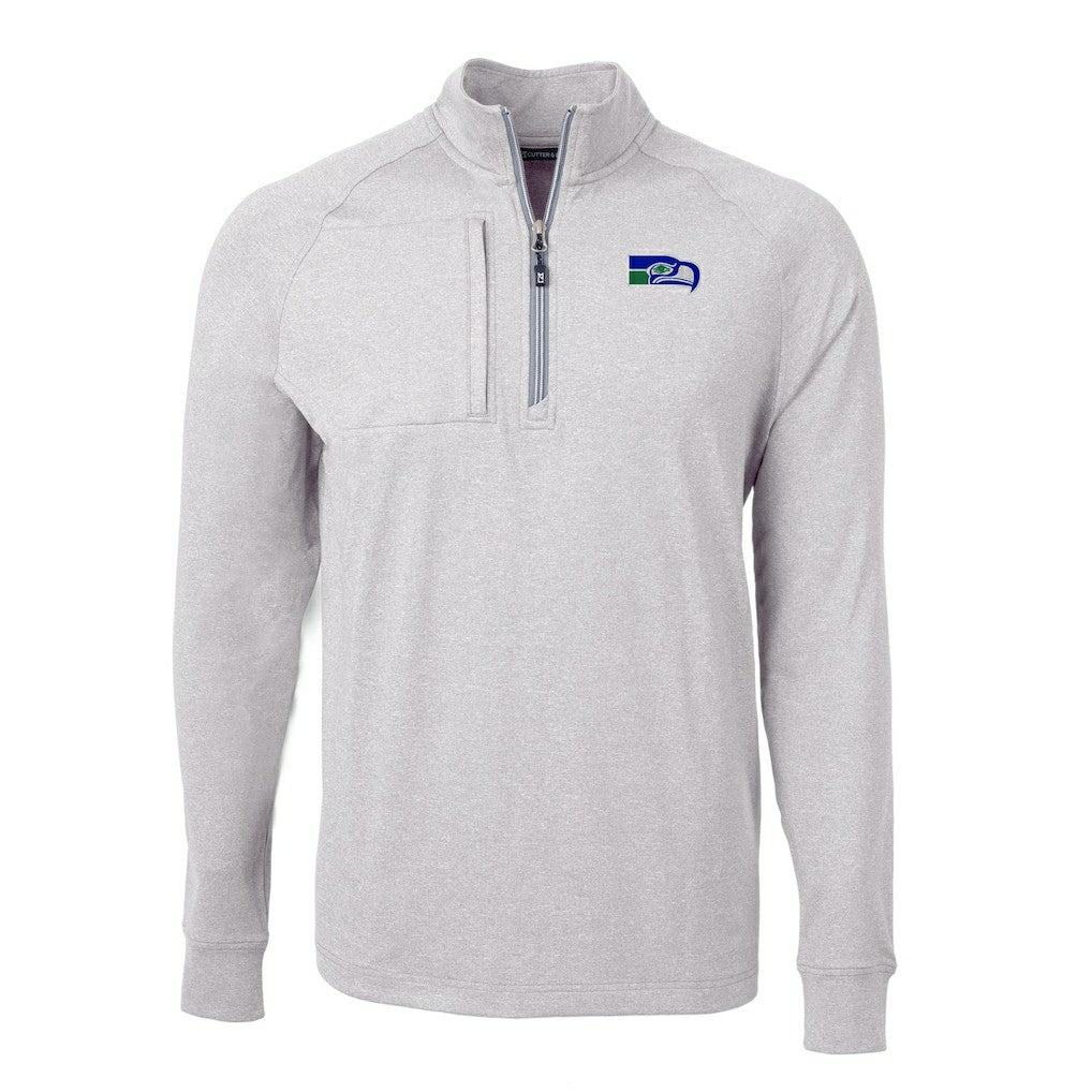 Seattle Seahawks Cutter & Buck Big & Tall Adapt Eco Raglan Quarter-Zip Jacket Heather Gray