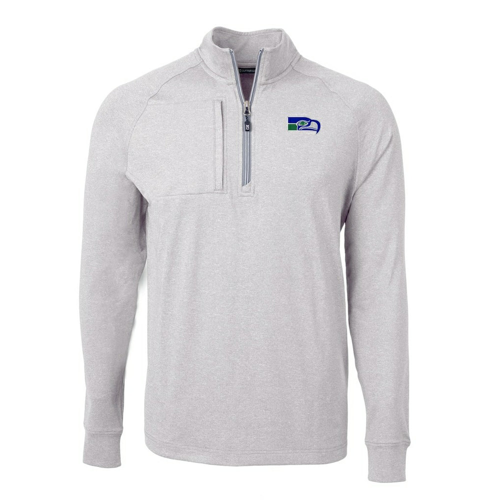 Seattle Seahawks Cutter & Buck Big & Tall Adapt Eco Raglan Quarter-Zip Jacket Heather Gray