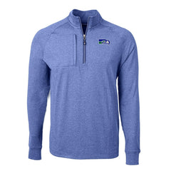 Seattle Seahawks Cutter & Buck Big & Tall Adapt Eco Raglan Quarter-Zip Jacket Heather Royal
