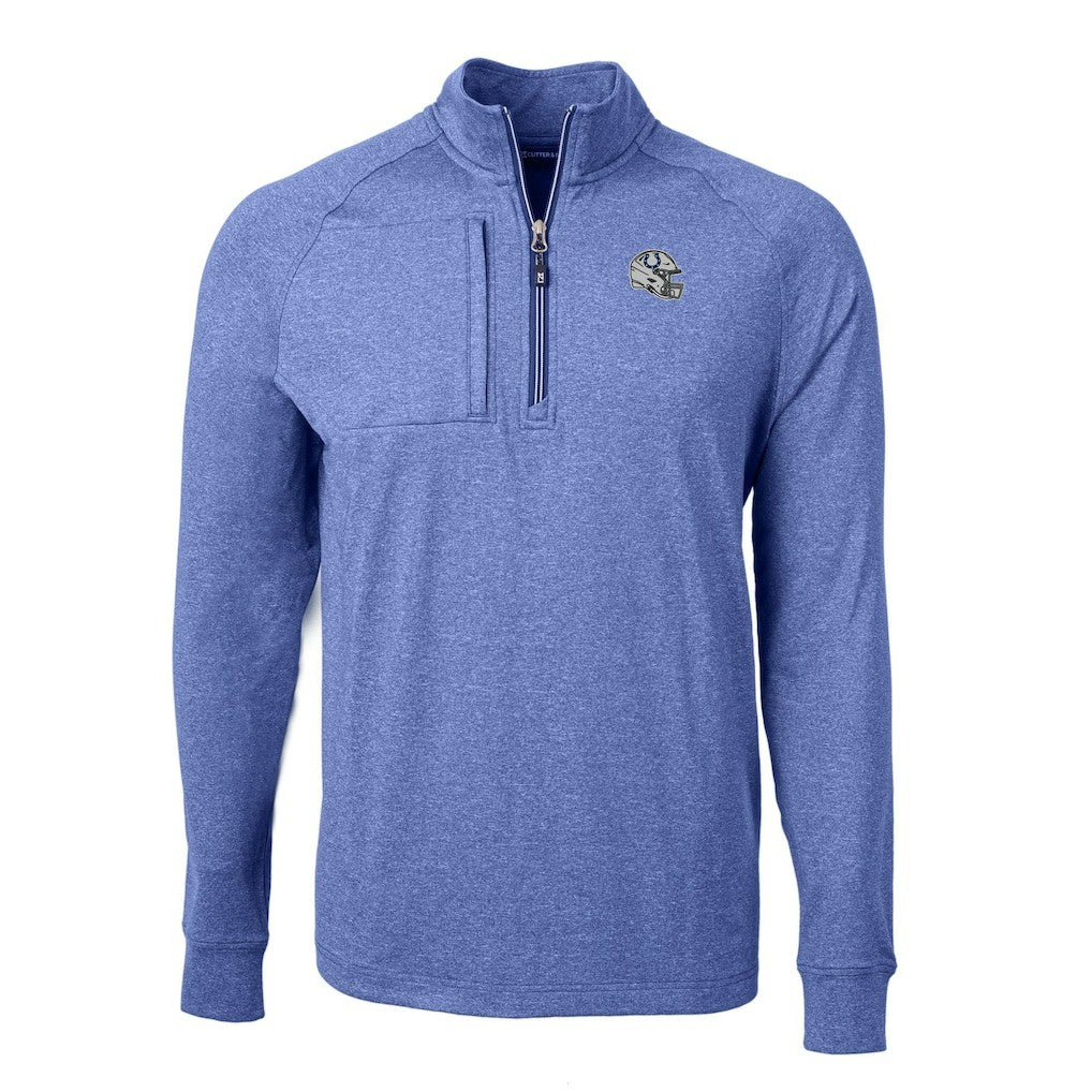 Indianapolis Colts Cutter & Buck Big & Tall Adapt Eco Raglan Quarter-Zip Jacket Heather Royal