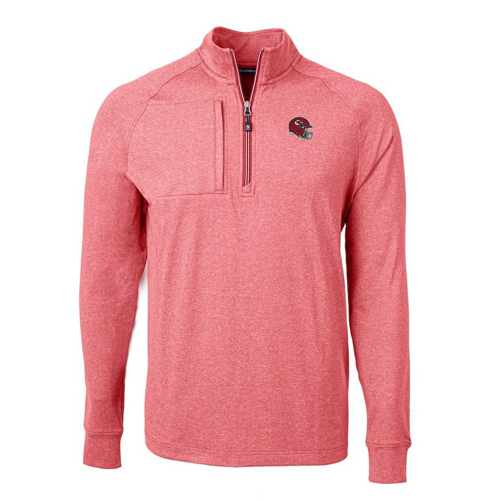 Kansas City Chiefs Cutter & Buck Big & Tall Adapt Eco Raglan Quarter-Zip Jacket Heather Red