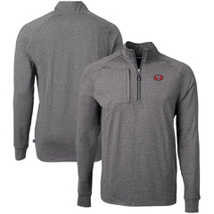 San Francisco 49ers Cutter & Buck Big & Tall Adapt Eco Raglan Quarter-Zip Jacket Heather Black