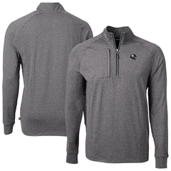 Pittsburgh Steelers Cutter & Buck Big & Tall Adapt Eco Raglan Quarter-Zip Jacket Heather Black