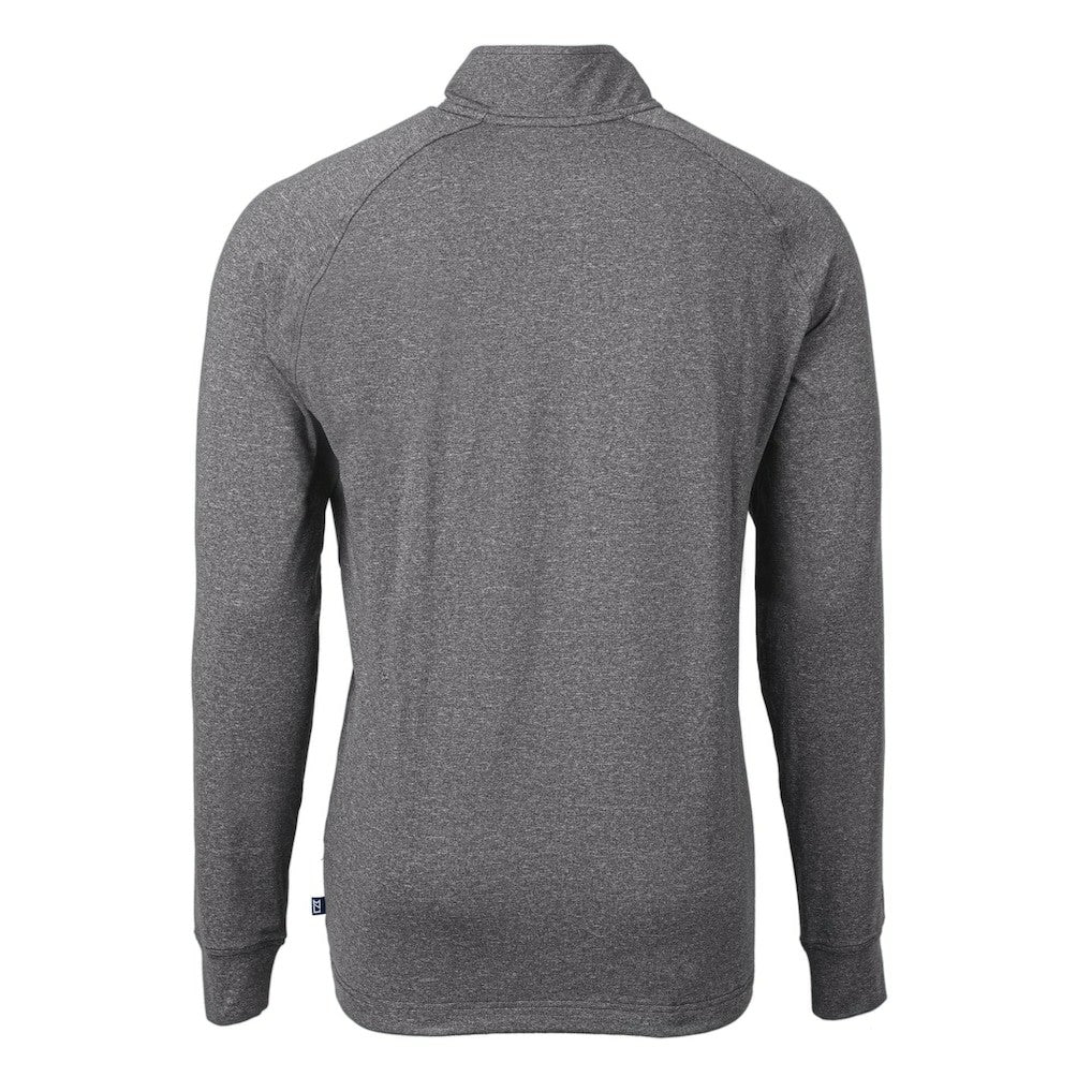 Pittsburgh Steelers Cutter & Buck Big & Tall Adapt Eco Raglan Quarter-Zip Jacket Heather Black