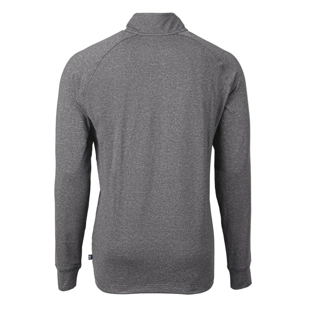 Pittsburgh Steelers Cutter & Buck Big & Tall Adapt Eco Raglan Quarter-Zip Jacket Heather Black