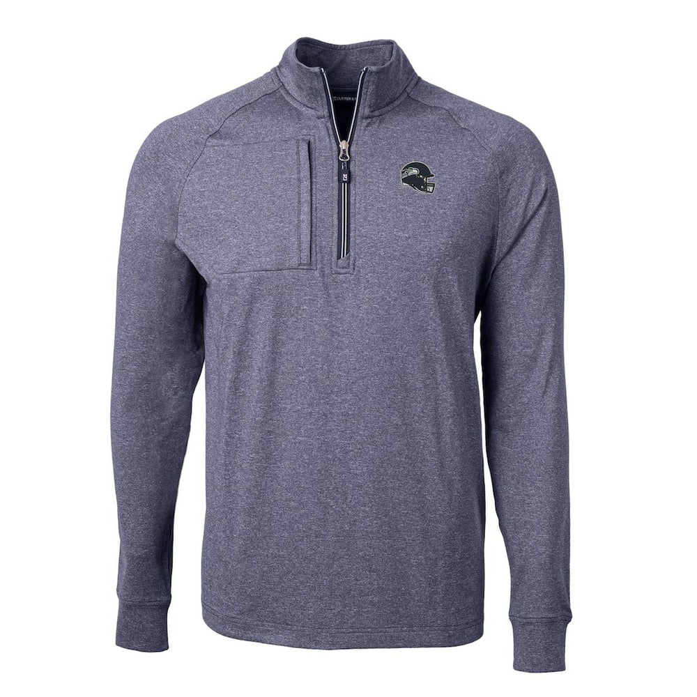 Seattle Seahawks Cutter & Buck Big & Tall Adapt Eco Raglan Quarter-Zip Jacket Heather Navy