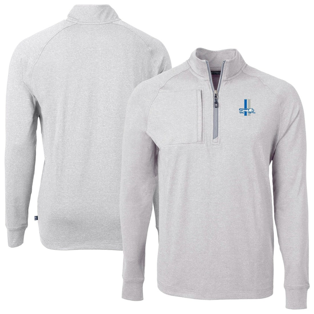 Detroit Lions Cutter & Buck Big & Tall Adapt Eco Raglan Quarter-Zip Jacket Heather Gray