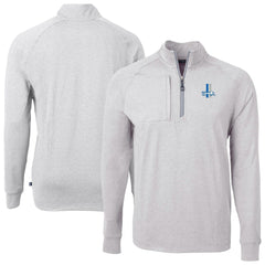 Detroit Lions Cutter & Buck Big & Tall Adapt Eco Raglan Quarter-Zip Jacket Heather Gray