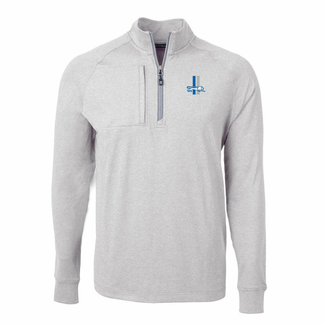 Detroit Lions Cutter & Buck Big & Tall Adapt Eco Raglan Quarter-Zip Jacket Heather Gray