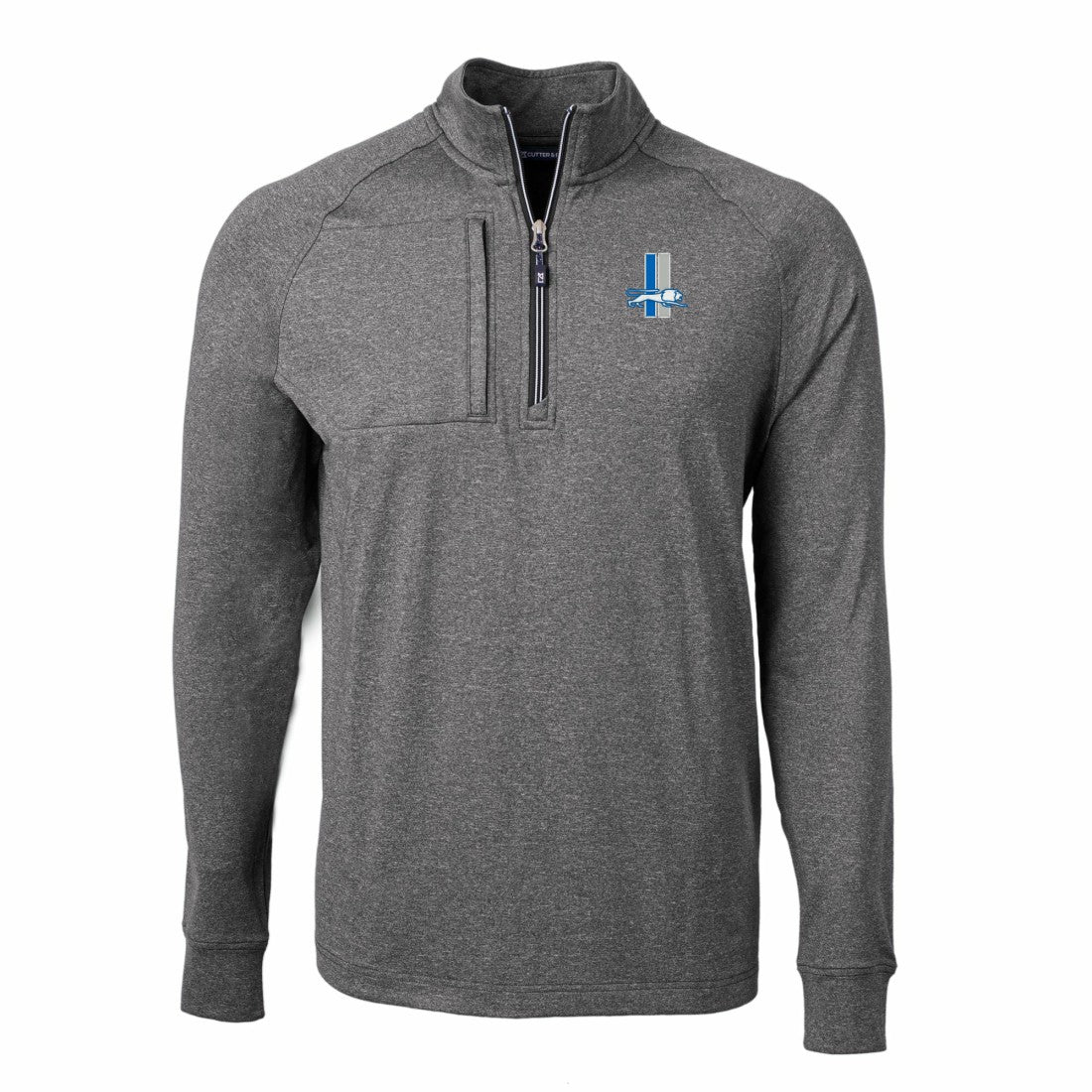 Detroit Lions Cutter & Buck Big & Tall Adapt Eco Raglan Quarter-Zip Jacket Heather Black