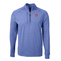 Denver Broncos Cutter & Buck Big & Tall Adapt Eco Raglan Quarter-Zip Jacket Heather Royal