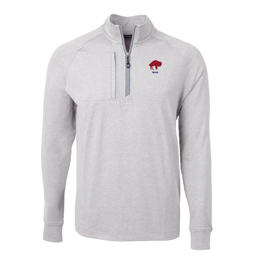 Buffalo Bills Cutter & Buck Big & Tall Adapt Eco Raglan Quarter-Zip Jacket Heather Gray