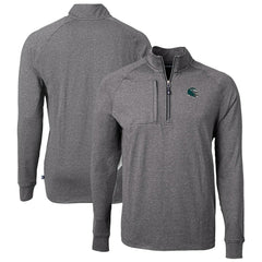Philadelphia Eagles Cutter & Buck Big & Tall Adapt Eco Raglan Quarter-Zip Jacket Heather Black