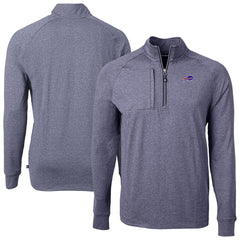 Buffalo Bills Cutter & Buck Big & Tall Adapt Eco Raglan Quarter-Zip Jacket Heather Navy