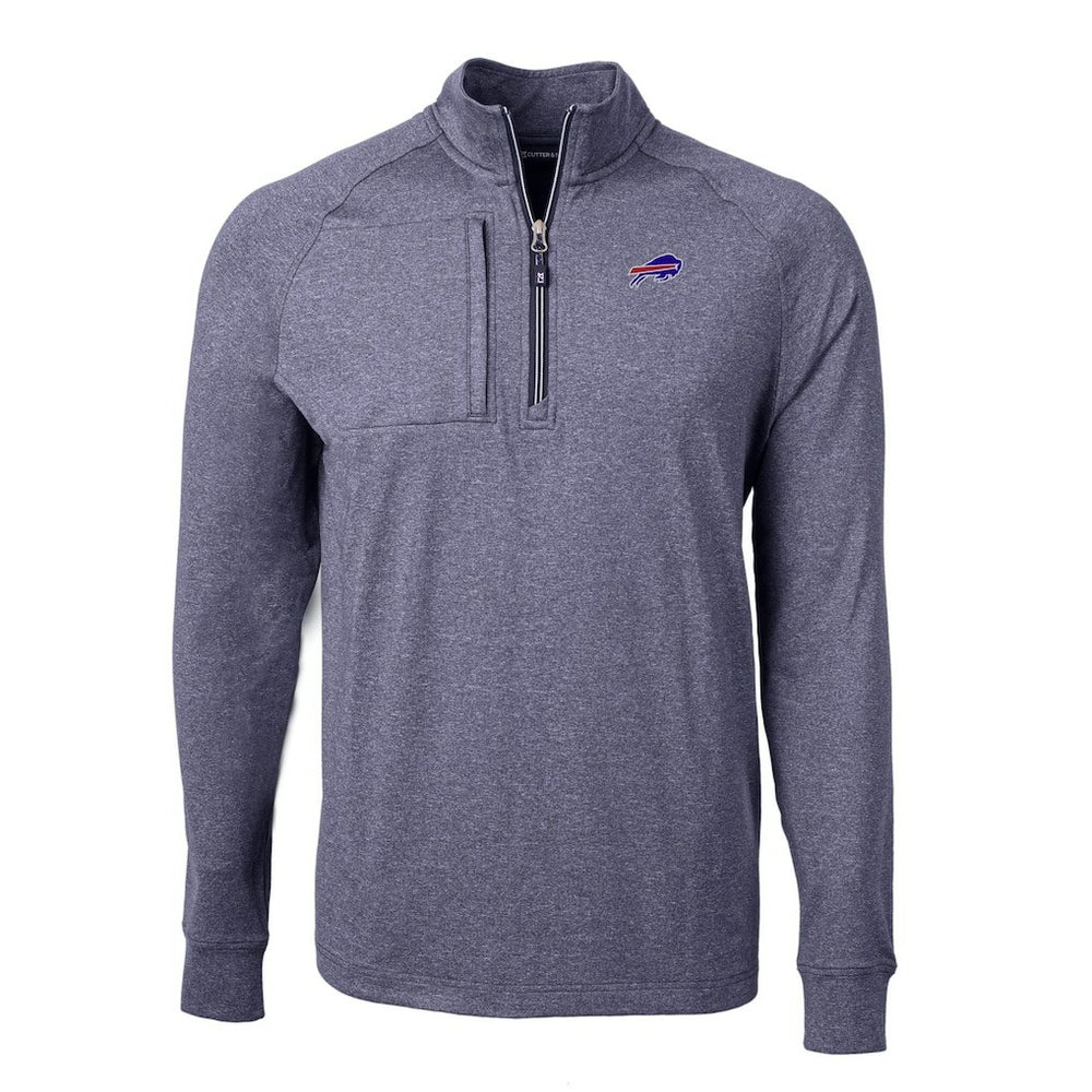 Buffalo Bills Cutter & Buck Big & Tall Adapt Eco Raglan Quarter-Zip Jacket Heather Navy