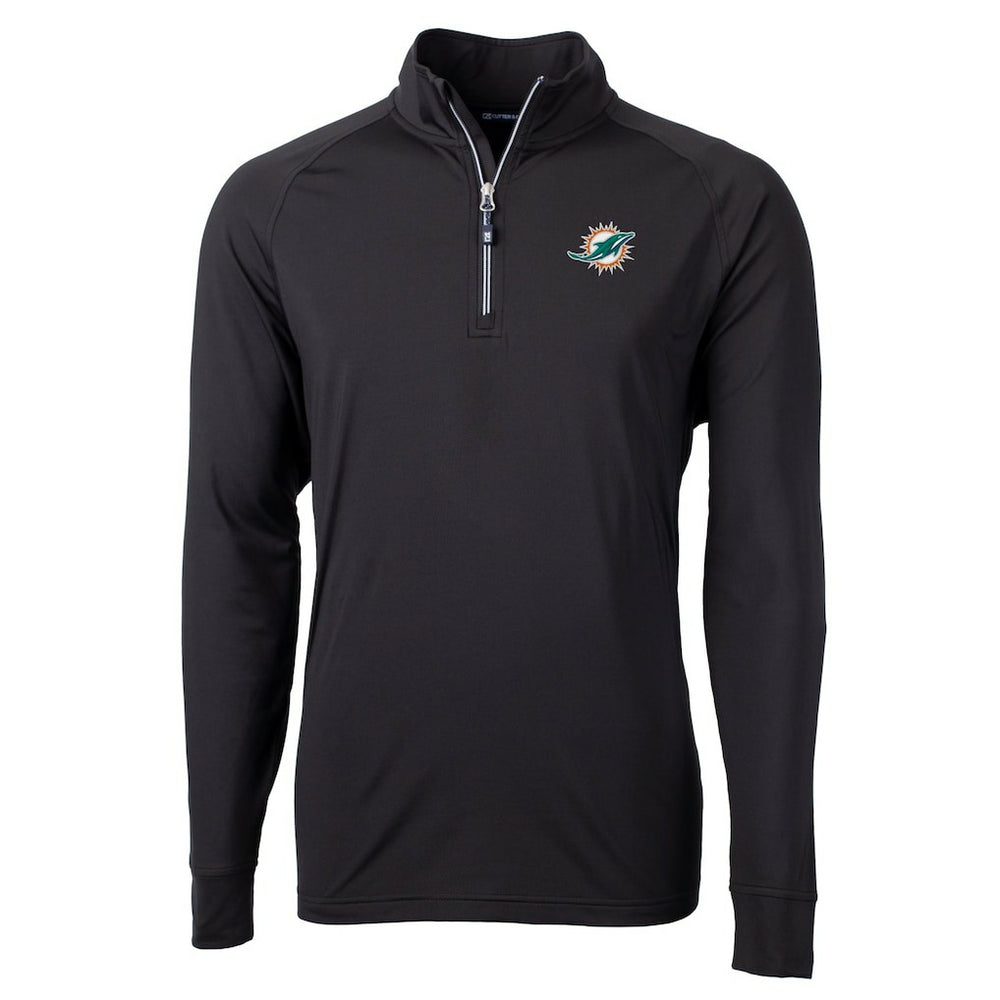 Miami Dolphins Cutter & Buck Big & Tall Adapt Eco DryTec Raglan Quarter-Zip Jacket Black