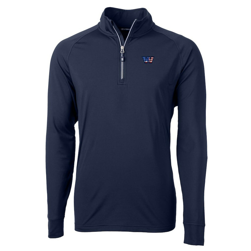 Washington Commanders Cutter & Buck Big & Tall Americana Adapt Eco DryTec Raglan Quarter-Zip Jacket Navy