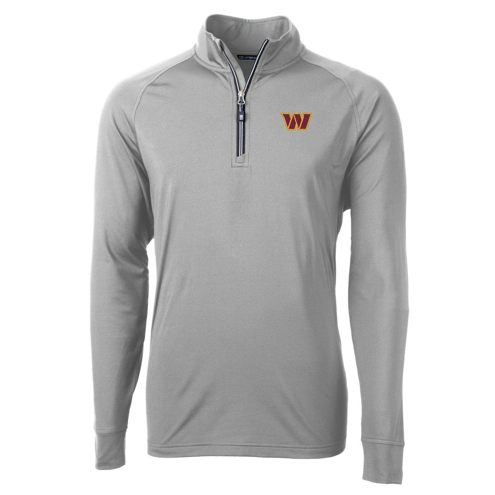 Washington Commanders Cutter & Buck Big & Tall Adapt Eco DryTec Raglan Quarter-Zip Jacket Gray