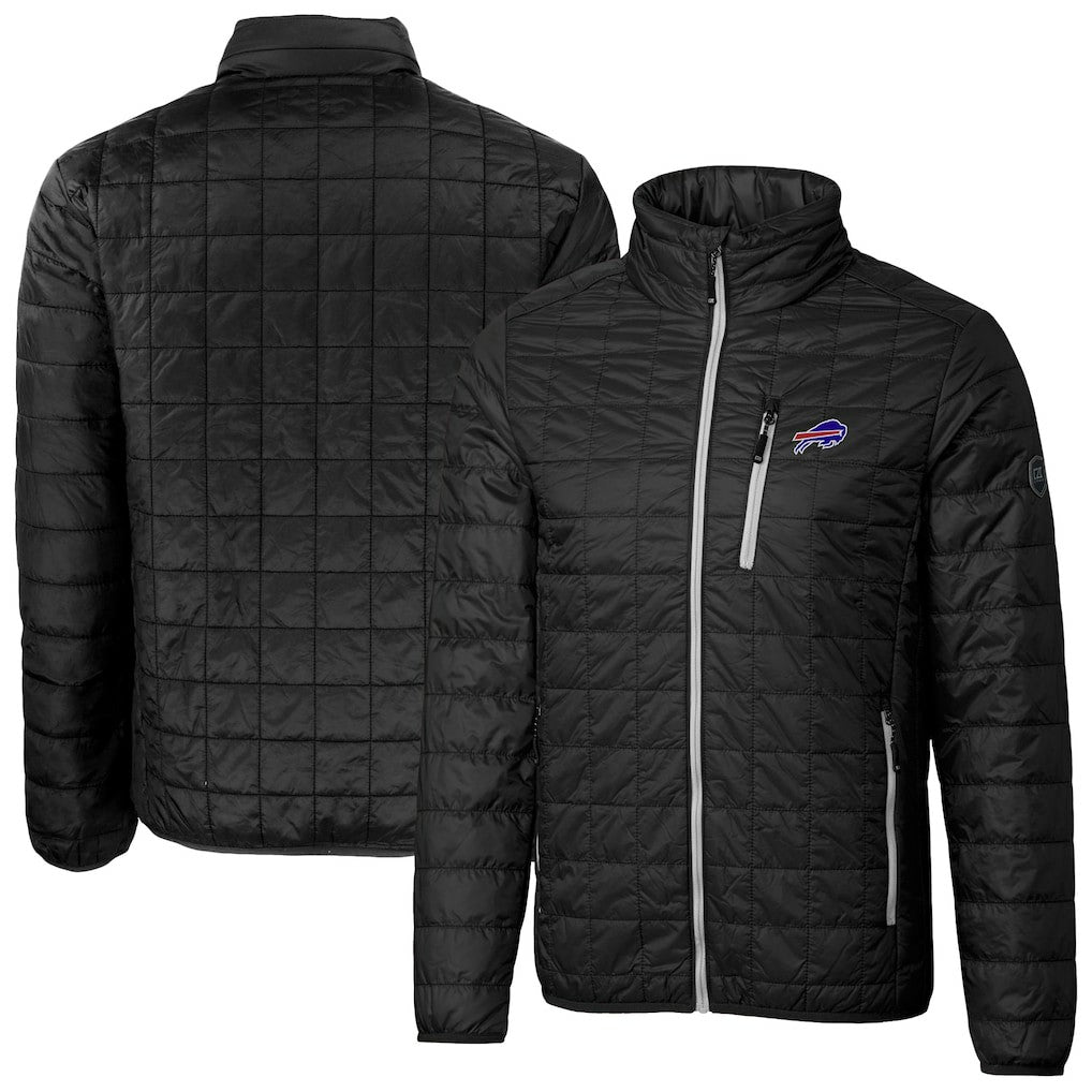 Buffalo Bills Cutter & Buck Big & Tall Rainier PrimaLoft Eco Insulated Full-Zip Hoodie Puffer Jacket Black