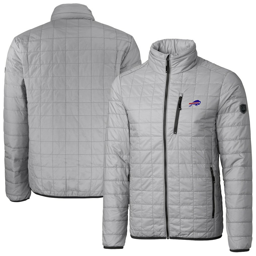 Buffalo Bills Cutter & Buck Big & Tall Rainier PrimaLoft Eco Insulated Full-Zip Hoodie Puffer Jacket Gray