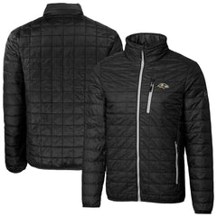 Baltimore Ravens Cutter & Buck Big & Tall Rainier PrimaLoft Eco Insulated Full-Zip Hoodie Puffer Jacket Black