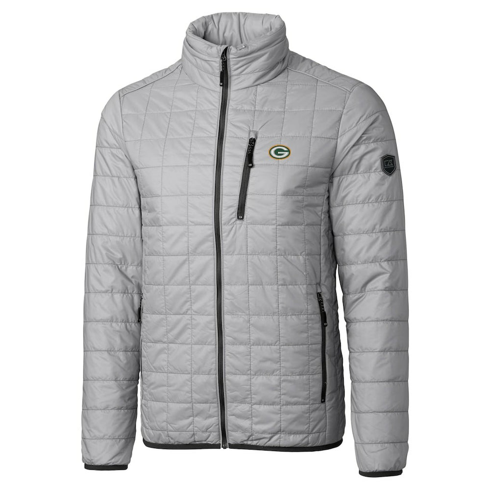 Green Bay Packers Cutter & Buck Big & Tall Rainier PrimaLoft Eco Insulated Full-Zip Hoodie Puffer Jacket Gray