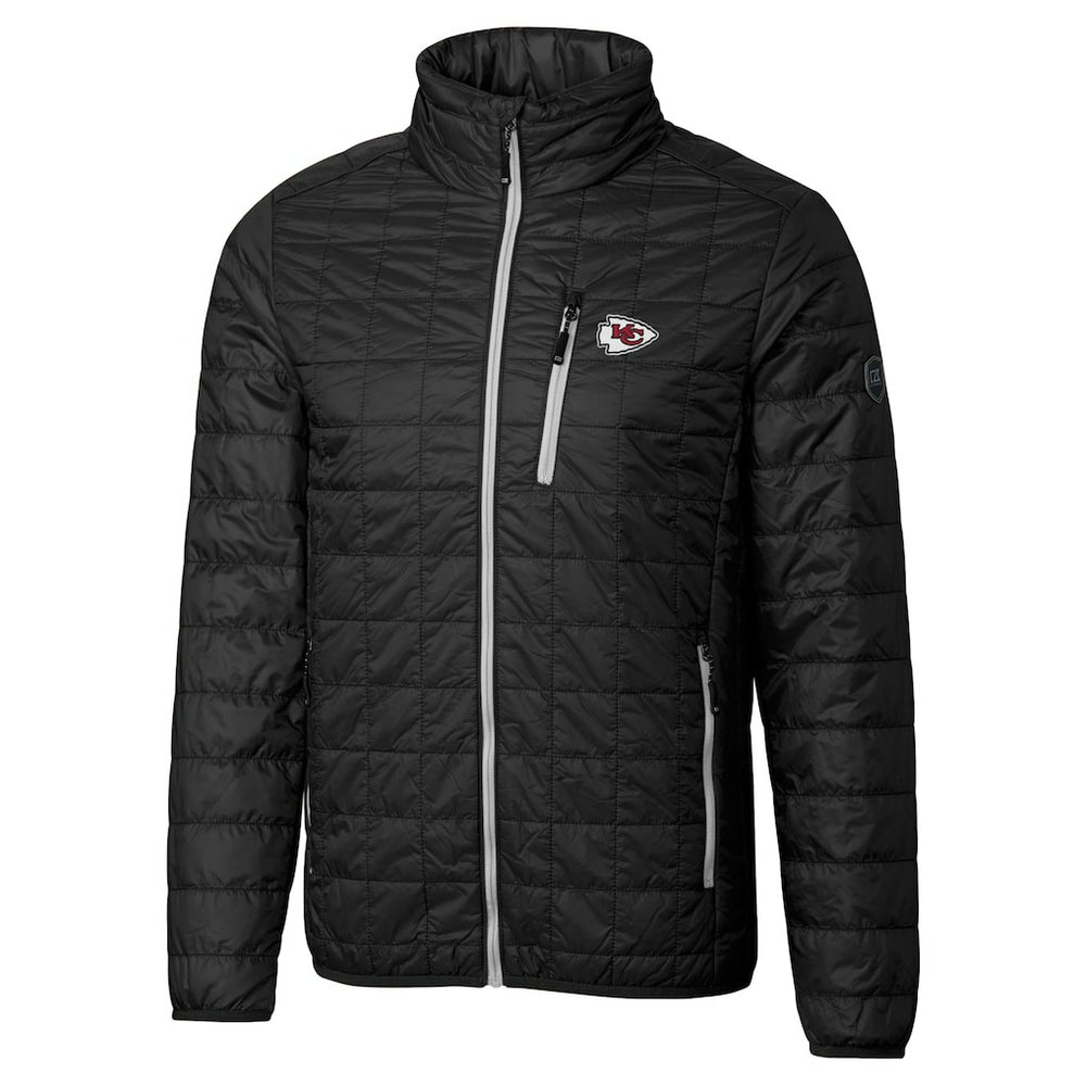 Kansas City Chiefs Cutter & Buck Big & Tall Rainier PrimaLoft Eco Insulated Full-Zip Hoodie Puffer Jacket Black