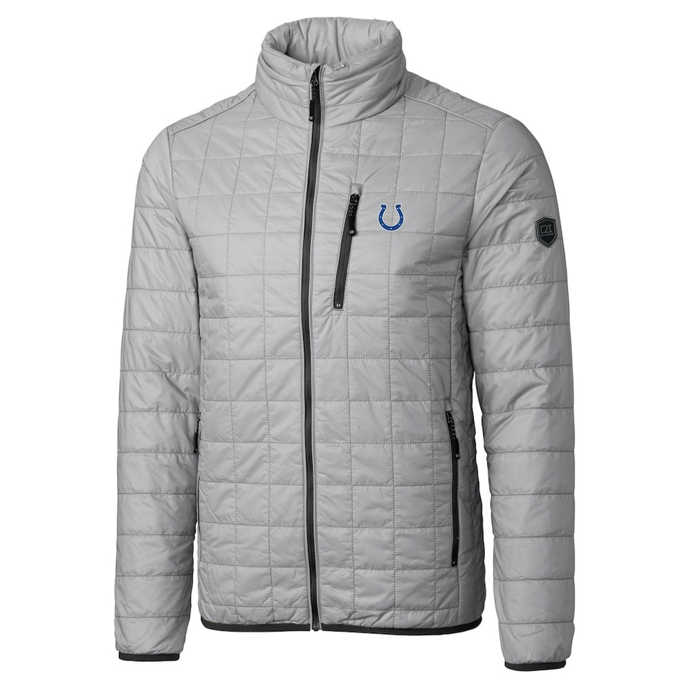 Indianapolis Colts Cutter & Buck Big & Tall Rainier PrimaLoft Eco Insulated Full-Zip Hoodie Puffer Jacket Gray