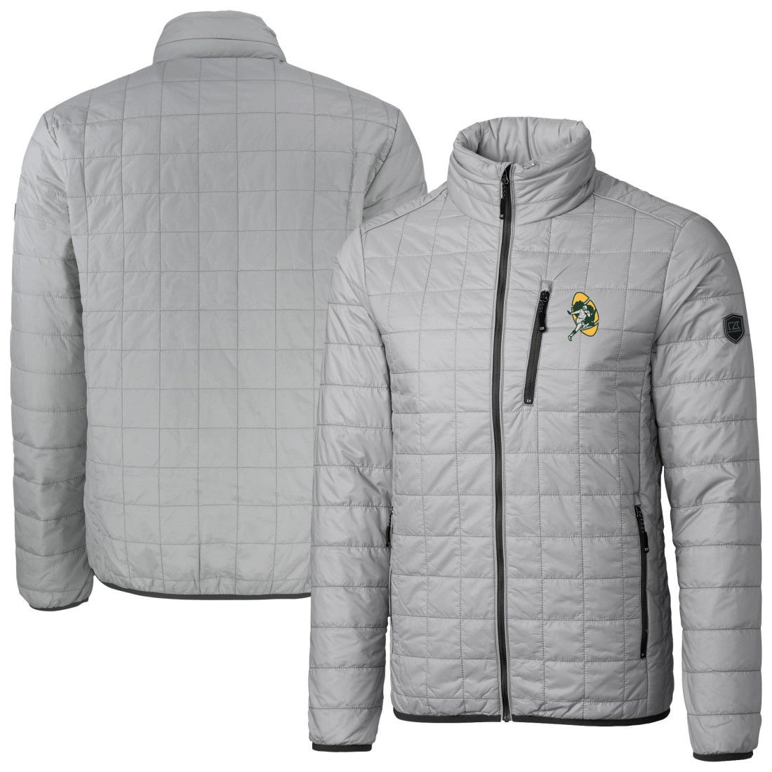 Green Bay Packers Cutter & Buck Big & Tall Rainier PrimaLoft Eco Insulated Full-Zip Puffer Jacket Gray