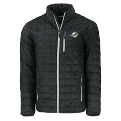 Miami Dolphins Cutter & Buck Big & Tall Rainier PrimaLoft Eco Insulated Full-Zip Puffer Jacket Black