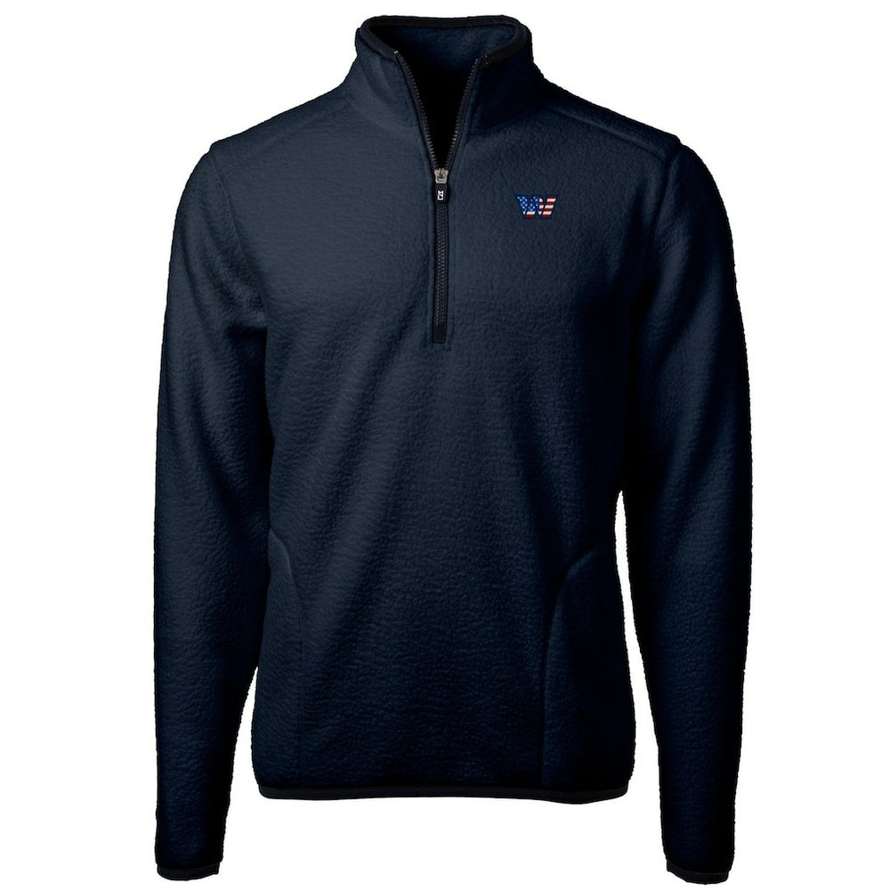 Washington Commanders Cutter & Buck Big & Tall Cascade Eco Fleece Quarter-Zip Jacket Navy