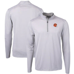 Cincinnati Bengals Cutter & Buck Big & Tall Virtue Eco Pique Micro Stripe Tri-Blend Quarter-Zip Jacket Gray