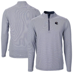 Chicago Bears Cutter & Buck Big & Tall Virtue Eco Pique Micro Stripe Tri-Blend Quarter-Zip Jacket Navy