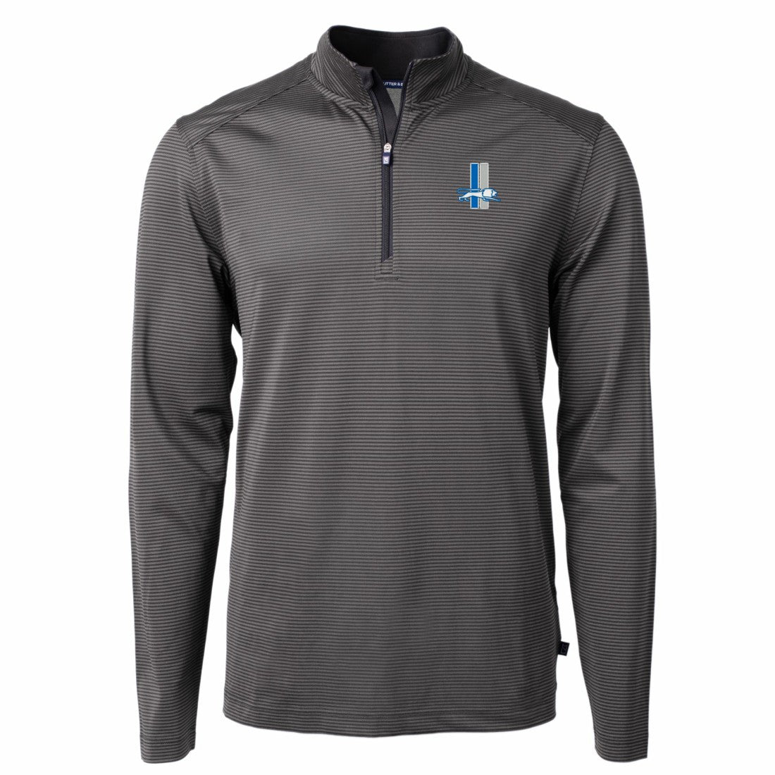Detroit Lions Cutter & Buck Big & Tall Virtue Eco Pique Micro Stripe Tri-Blend Quarter-Zip Jacket Black