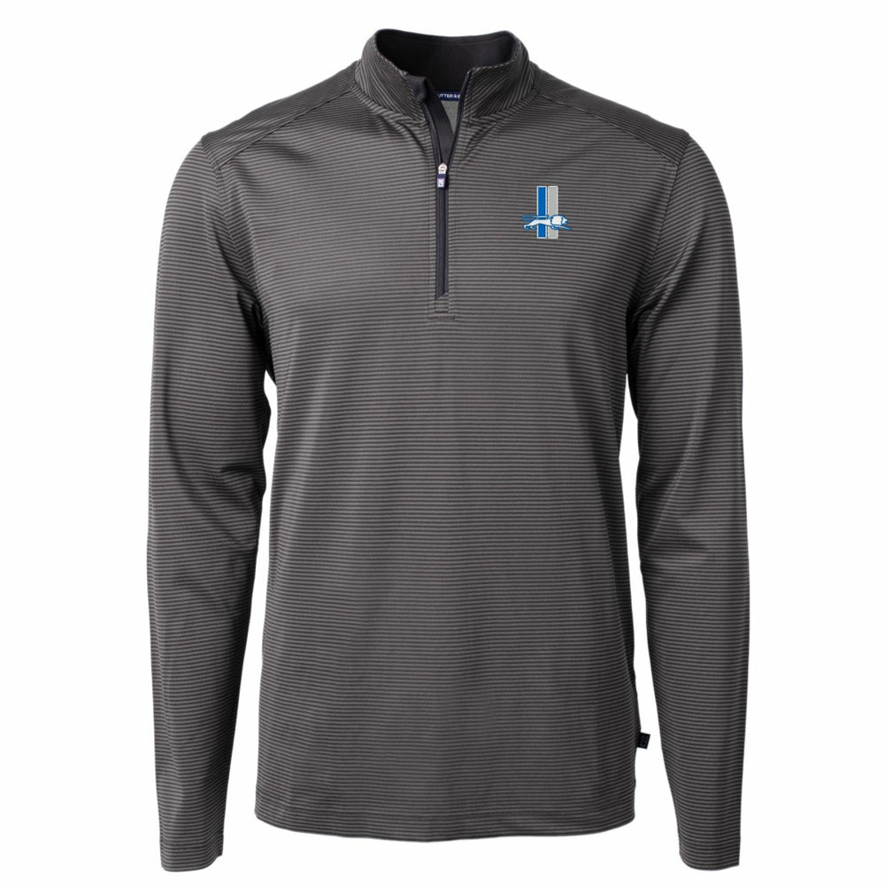 Detroit Lions Cutter & Buck Big & Tall Virtue Eco Pique Micro Stripe Tri-Blend Quarter-Zip Jacket Black