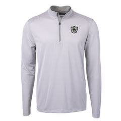 Las Vegas Raiders Cutter & Buck Big & Tall Virtue Eco Pique Micro Stripe Tri-Blend Quarter-Zip Jacket Gray