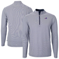 Buffalo Bills Cutter & Buck Big & Tall Virtue Eco Pique Micro Stripe Tri-Blend Quarter-Zip Jacket Navy
