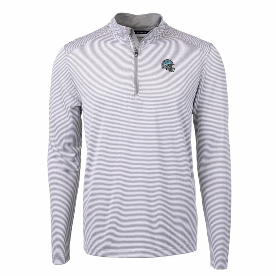 Detroit Lions Cutter & Buck Big & Tall Virtue Eco Pique Micro Stripe Tri-Blend Quarter-Zip Jacket Gray