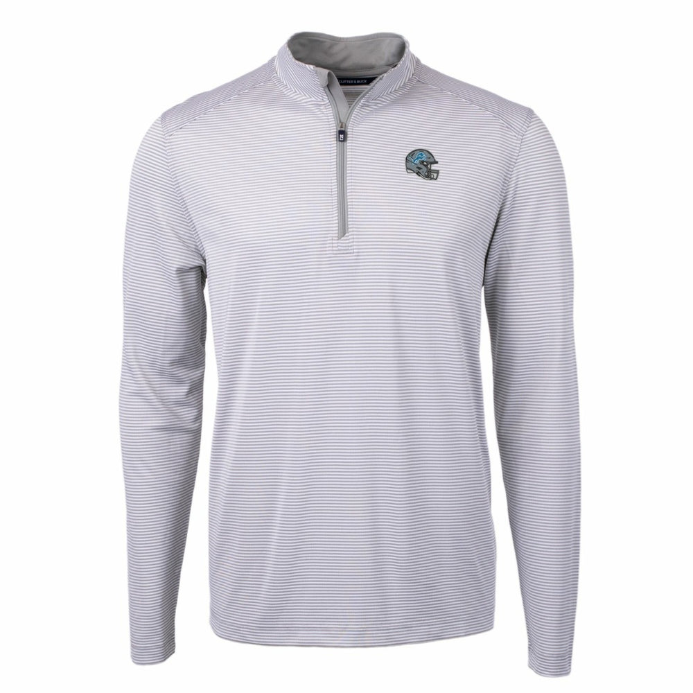 Detroit Lions Cutter & Buck Big & Tall Virtue Eco Pique Micro Stripe Tri-Blend Quarter-Zip Jacket Gray